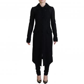 Dolce & Gabbana Classic Knit Long Jacket with Button Front, Black, Female, Sizes: XS