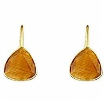 Córdoba Jewels | Pendientes en plata de ley 925 bañada en oro con piedra semipreciosa. Diseño Triangle Fume Oro