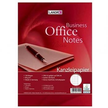 Papel Kanzleipapier LANDRÉ A3/A4, 250 hojas, 80 g/m², cuadriculado con margen derecho