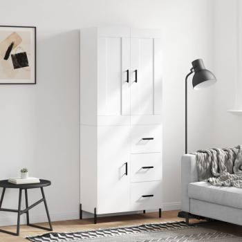 Aparador alto de madera contrachapada blanca 69,5x34x180 cm Vidaxl