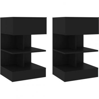 Mesitas de noche vidaXL 2 unidades 40x35x50 cm Blanco, Negro, Gris hormigón, Mesita habitación dormitorio salón estudio moderno mesa auxiliar