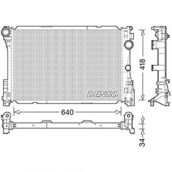 Radiador de refrigeración del motor DENSO DRM17049, tipo: radiador, características: fabricado por Denso, diseño específico para la refrigeración del motor, alta eficiencia en la disipación de calor, construcción duradera y resistente