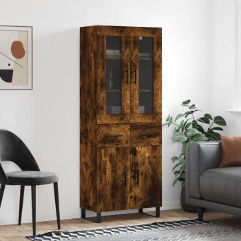 Aparador alto de madera contrachapada en roble ahumado 69,5x34x180 cm