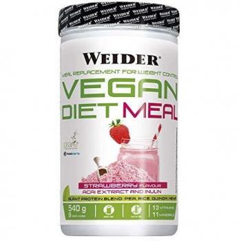 Weider Vegan Diet Meal Fresa 540 Gr. Sutituto de comida 100% vegano.Sin gluten. Ideal para dieta