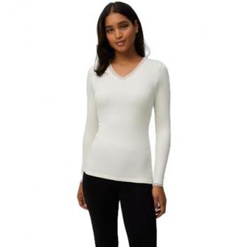 Camiseta Térmica de Mujer Manga Larga con Control de Temperatura y Detalle de Encaje Blanco Ysabel Mora