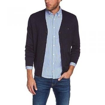 Tommy Hilfiger - Jersey de punto de manga larga con cuello pico para hombre, color blau