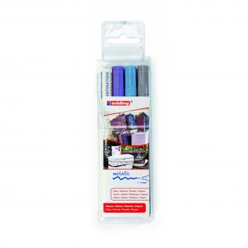 Rotulador Edding 751 Metálico (Plata, Azul y Violeta) - Pack de 3