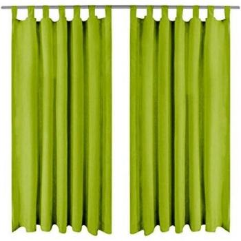 vidaXL Cortinas Micro-Raso Bucles 2 Piezas 140x175cm Verde Decoración de Hogar