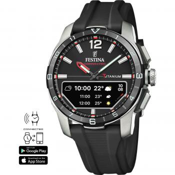 Festina Connected D Hybrid Smartwatch for Men, Black Silicone Strap, Model F23000/4