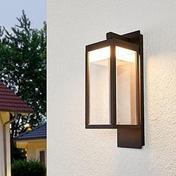 Lucande Aplique de exterior LED Ferdinand, gris, aluminio
