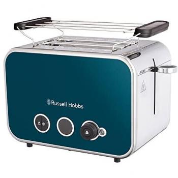 Tostadora Russell Hobbs Distinctions Ocean Blue - 2 ranuras, 1600 W, diseño retro y tostado rápido y uniforme