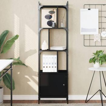 Estantería con Armario y 3 Estantes en Roble Claro, Dimensiones: 154,5x44,5x30 cm, Disponible en colores Negro, Roble Sonoma y Roble Ahumado, Ideal para Oficina,