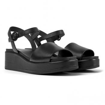 Camper Misia Women's Black Smooth Leather Wedge Sandals