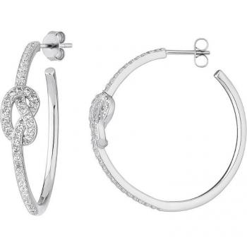 Aros Earcandy Nudo: Pendientes de Plata de Ley con Aro de Metal Nickel Free Bañado en Rodio
