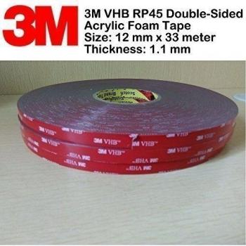3M VHB RP45 doble cara cinta de espuma acrílica | 12 mm x 33 metros | Espesor 1,1 mm | Esta cinta de montaje es una gran solución para aplicaciones en exteriores . bonos a una amplia variedad de superficies , incluyendo : vidrio, metal Algunos plástico