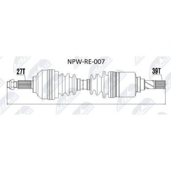 Árbol de transmisión NTY NPW-RE-007 con características específicas de alta durabilidad y rendimiento