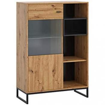 Vitrina Industrial Olier con Puertas y Estantes, Vidrio Templado, Sistema de Cierre Suave, Estructura Metálica, 130x90x40cm