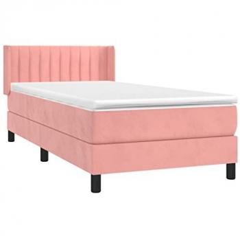 Cama box spring con colchón terciopelo rosa 90x190 cm