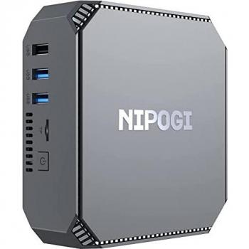 NiPoGi Mini PC,Windows 10 Pro 8GB DDR3 256GB SSD,Procesador Celeron J3455 Mini Ordenadores de sobremesa de 4 núcleos, Pantalla Dual 4K HD, WiFi de Banda Dual 2.4G / 5G,Gigabit Ethernet, BT 4.2