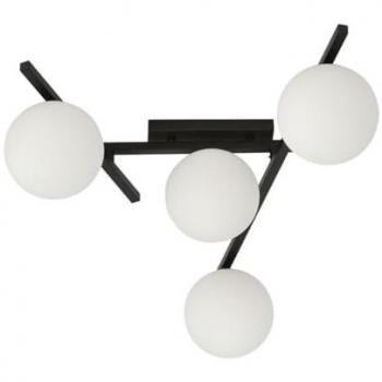 Lámpara de Techo Smart EPIKASA, Acero con recubrimiento de polvo y Vidrio, Negro y Blanco, 63x25x50 cm