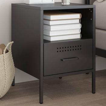 Mesita de noche acero laminado en frío 36x39x50,5 cm Negro, Rosa, Antracita para habitación, dormitorio, salón y estudio - Mesa auxiliar Vidaxl