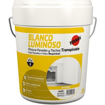 Pintura para paredes y techos interior blanco luminoso 15l mate TITAN 03h000115