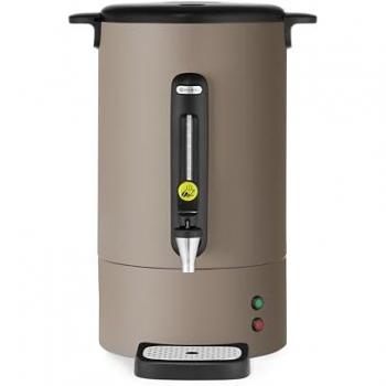 Percolador de café UNIQ 14L con grifo antigoteo, 1750W, color topo, acero inoxidable y filtro incorporado