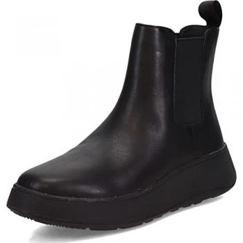 FitFlop F-Mode Leather Flatform Chelsea Boots - Black