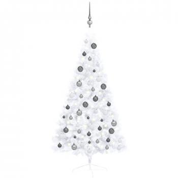 vidaXL Artificial Half Pre-lit Christmas Tree with Ball Set White 150 cm