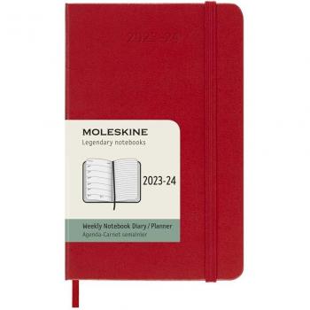 Agenda Pocket Moleskine 18 Meses 2023-2024 Semana Vista Tapa Dura Rojo