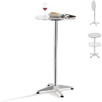 Mesa de Bar y Bistro Avesta Redonda Altura Ajustable 75-115 cm Ø 60 cm Aluminio MDF Plata