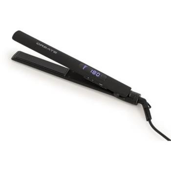 Plancha de pelo cerámica Create Styler Slim - Pantalla digital, 9 temperaturas, cable giratorio 360º, función alisado y rizado, 45W