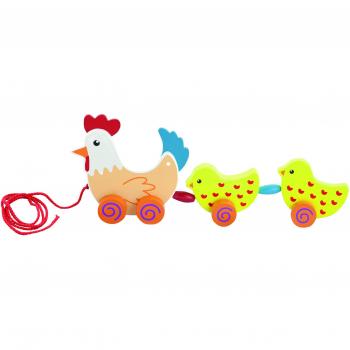 Andreu Toys - Arrastre gallina con 2 Pollitos, de Madera