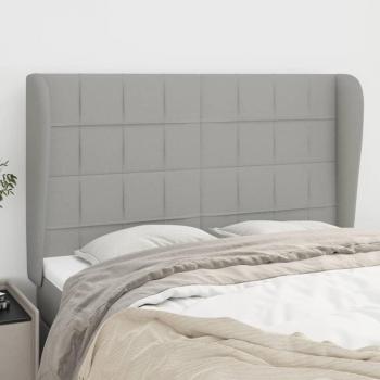 Cabecero de tela gris claro con orejas 147x23x118/128 cm