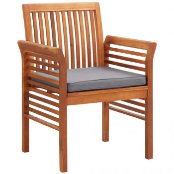Acacia Solid Wood Garden Dining Chairs with Cushions - Set of 4