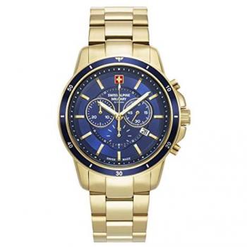 Reloj Cronógrafo Suizo Alpine Military SAM7089.9115 - 44mm - Acero Inoxidable - Resistencia al Agua 10ATM - Esfera Azul