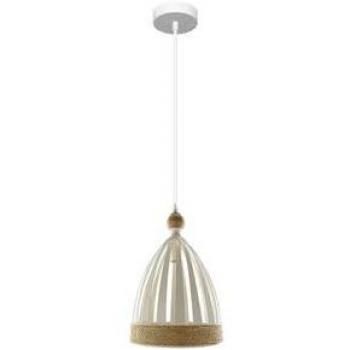 Lámpara colgante Portofino Blanco y Haya 1xE14 Ø20x20cm