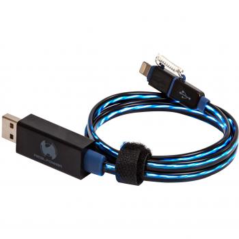 Cable USB 2.0 2 en 1 (Lightning/MicroUSB) con LED azul - 0,75 m