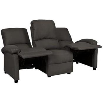 Sofá Reclinable de 3 Plazas en Tela Gris Oscuro