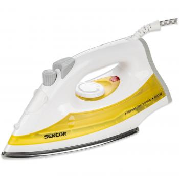 Plancha SENCOR SSI 2028YL, a vapor y seca, con suela de acero inoxidable, color amarillo
