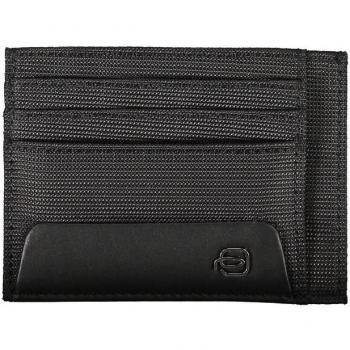 Piquadro Sleek Recycled Material Card Holder - Wallets & Cardholders, male, Black, Size: ONE SIZE Contrast Details Card Holder Wallet