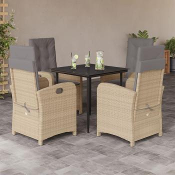 Set comedor de jardín 5 pzas con cojines ratán sintético beige