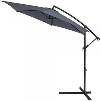 Parasol cantilever antracita 3m con manivela e inclinación protección UV 50+