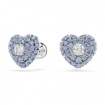 Pendientes Hyperbola de Swarovski, bañados en rodio con circonitas azules y forma de corazón