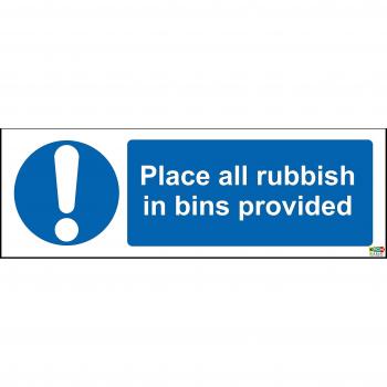 Placer les ordures en bacs signe condition de sécurité auto-adhésif 300 x 100 mm