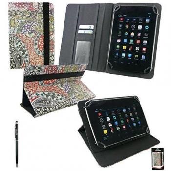 Emartbuy® iRULU WalknBook 2Mini 7 Pulgada Tableta PC Universal Abstracto PU Cuero Ángulo Múltiples Ejecutivo Folio Funda Carcasa Wallet Con Ranuras Para Tarjetas + Negro Doble Función Lápiz Óptico