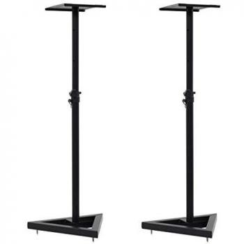 vidaXL 2X Soportes Altavoz Altura Ajustable Pie Tornillos Antivibración Regulables Patas Goma Extra Bases Metálicas Verticales Altavoces Acero Negro