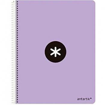 Cuaderno espiral liderpapel A4 micro antartik tapa forrada 120h 100gr cuadro 5mm 5 bandas 4 taladros color lavanda.