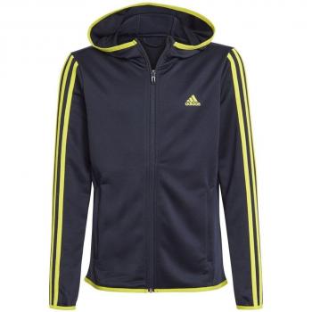 Chaqueta de tenis para niños adidas DESIGNED 2 MOVE 3 BANDAS, sudadera con cremallera, color azul, talla 140