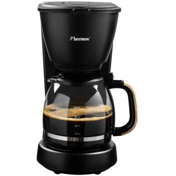 Cafetera de Goteo Bestron 1,5L 1000W Negra y Madera para 10 Tazas con Filtro Permanente